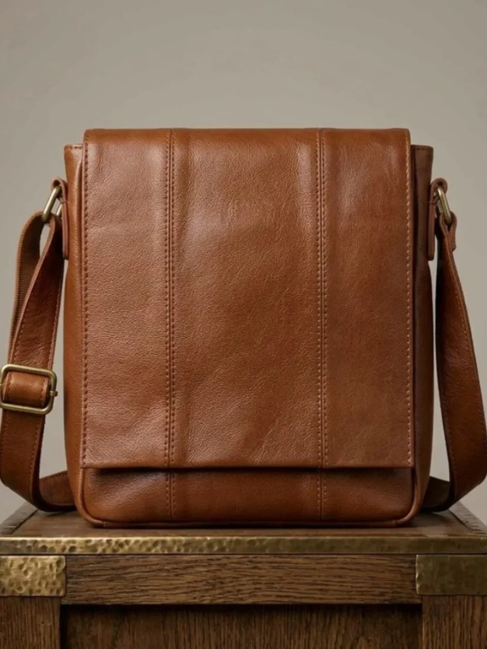 Brown Genuine Leather Crossbody